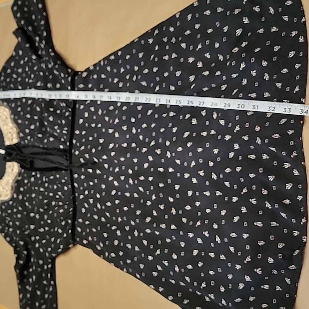 Free People Size L Sweet Delfina Black Lace Collar Plunge Neck Mini Dress - Picture 11 of 16